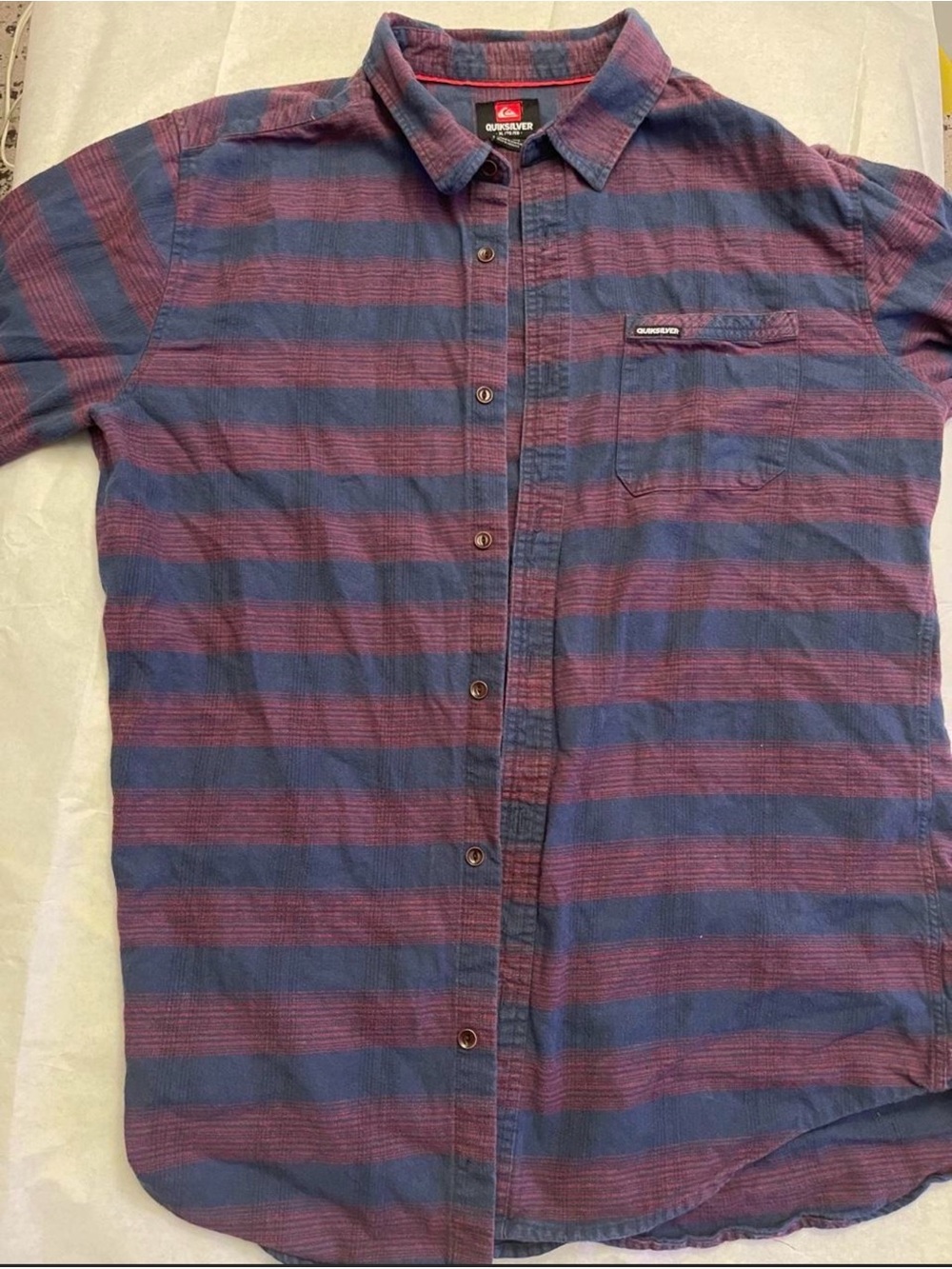 Quiksilver blue and maroon plaid button-up shirt in XL